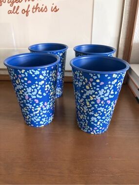 Set of 4 Room Essentials Blue Terrazzo Tumblers - 8oz - Recycled